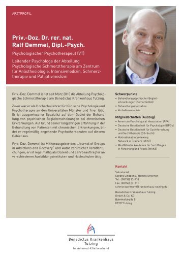 Priv.-Doz. Dr. rer. nat. Ralf Demmel, Dipl.-Psych. - Benedictus ...