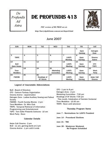 De Profundis #413 June 2007 - LASFS