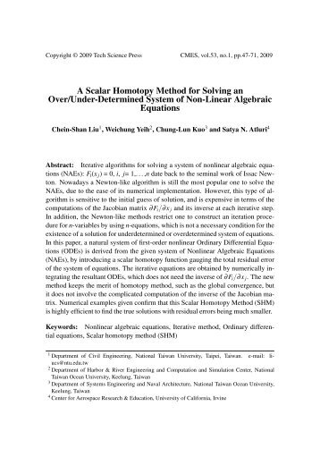 A Scalar Homotopy Method for Solving an Over ... - TechScience