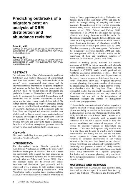 Management of the Diamondback Moth and Other Crucifer Insect ...