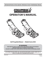 OPERATOR'S MANUAL - Columbia