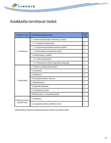 Asiakkailta tarvittavat tiedot - Fingrid