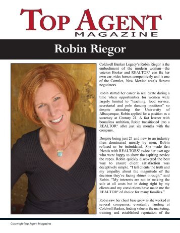 Robin Riegor - Top Agent Magazine