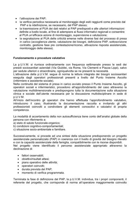 Progetto per l'assistenza continua alla persona non autosufficiente