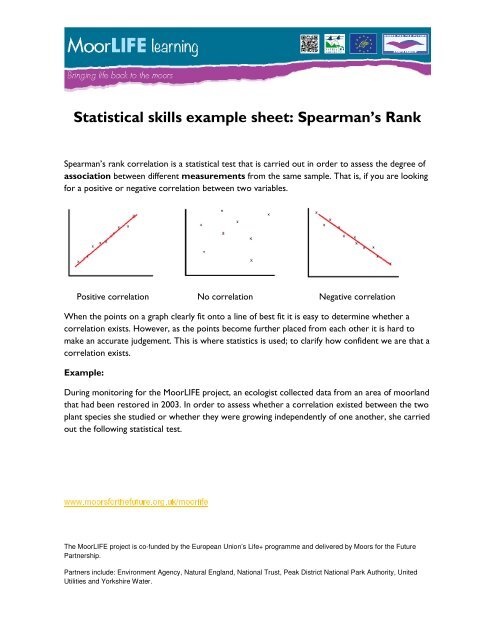 Statistical skills example sheet: Spearman's Rank - Moors for the ...