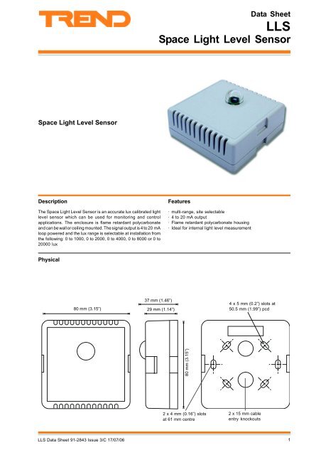 LLS Space Light Level Sensor Data Sheet - Trend