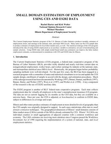 small domain estimation of employment using ces and es202 data