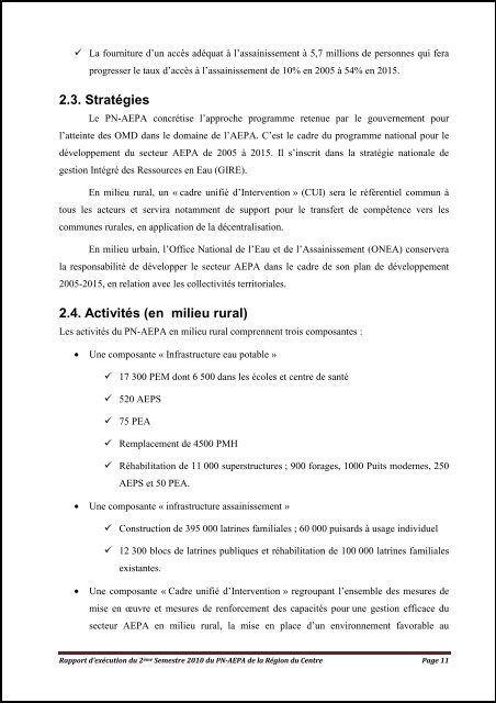 Rapport bilan annuel Centre - Portail du secteur de l'eau au Burkina ...