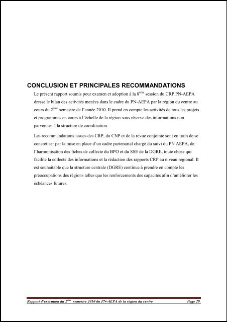 Rapport bilan annuel Centre - Portail du secteur de l'eau au Burkina ...