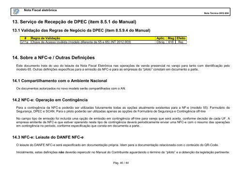 Nota Técnica 2012/004 - Secretaria de Estado da Tributação