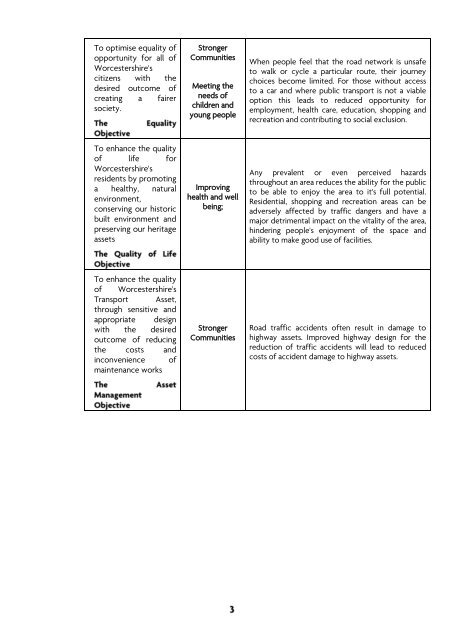 Transport Safety Policy - Worcestershire County Council