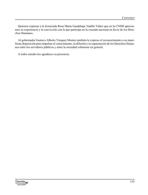 Gaceta NÂ° 162 - ComisiÃ³n Nacional de los Derechos Humanos