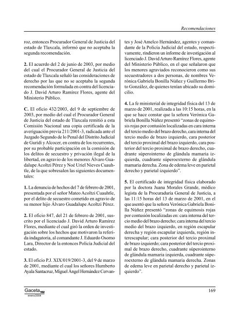 Gaceta NÂ° 162 - ComisiÃ³n Nacional de los Derechos Humanos