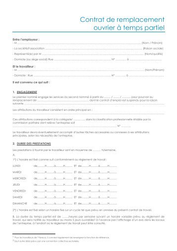 modele contrat de travail ouvrier ucm