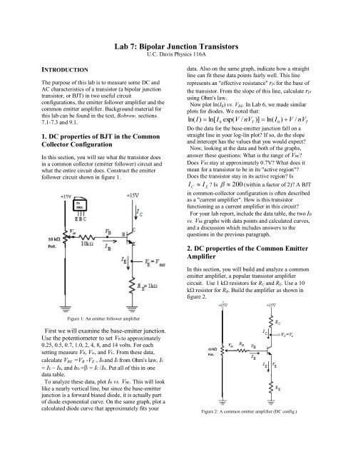 Lab 7 Bipolar Junction Transistors Nuclear Physics Group