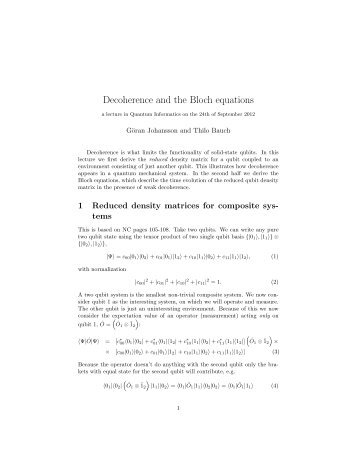 Decoherence and the Bloch equations