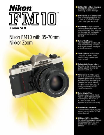 Nikon FM10 35mm SLR Brochure