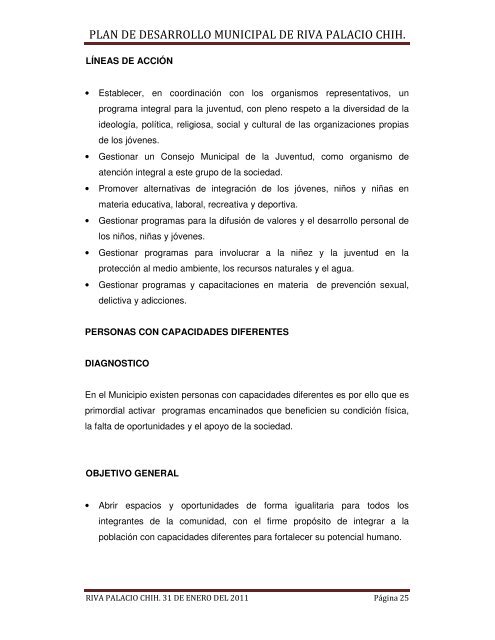 plan de desarrollo municipal de riva palacio chih. - Gobierno del ...