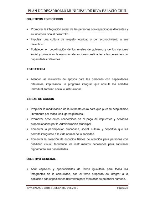 plan de desarrollo municipal de riva palacio chih. - Gobierno del ...