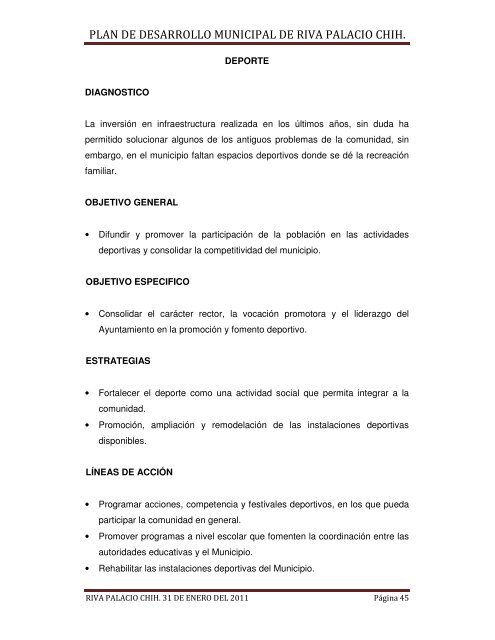 plan de desarrollo municipal de riva palacio chih. - Gobierno del ...