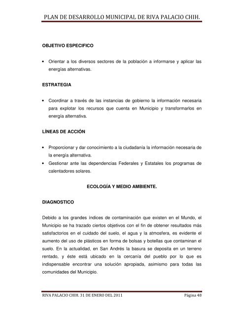 plan de desarrollo municipal de riva palacio chih. - Gobierno del ...