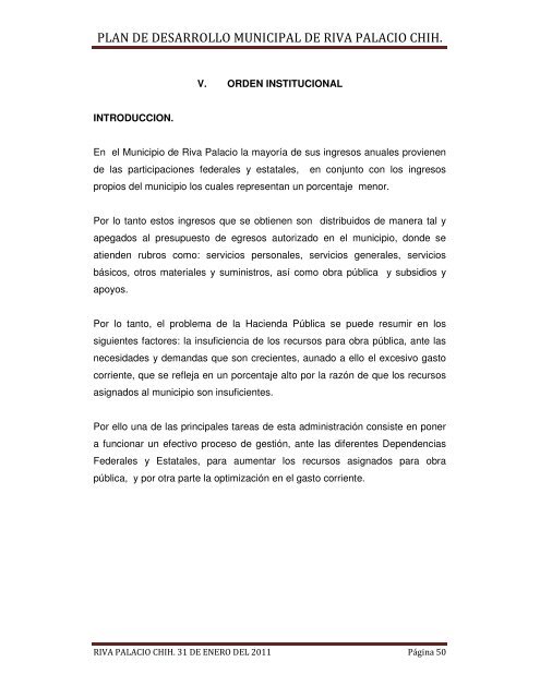 plan de desarrollo municipal de riva palacio chih. - Gobierno del ...