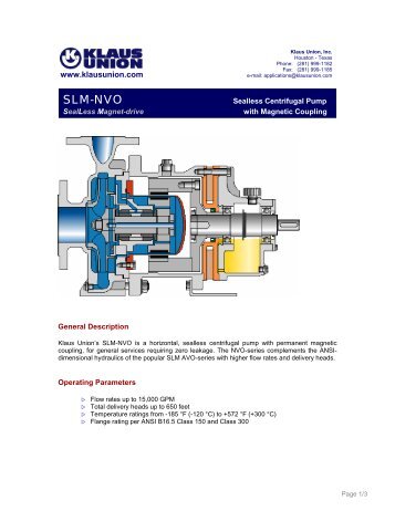 SLM-NVO - Sealless Magnetic Drive Pumps