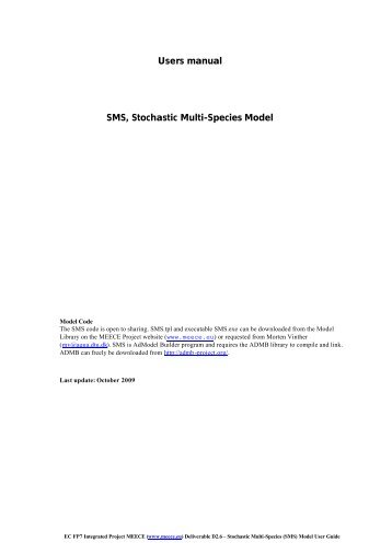 Users manual SMS, Stochastic Multi-Species Model - meece