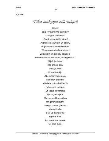 TÄlas noskaÅas zilÄ vakarÄ - LU PedagoÄ£ijas, psiholoÄ£ijas un ...