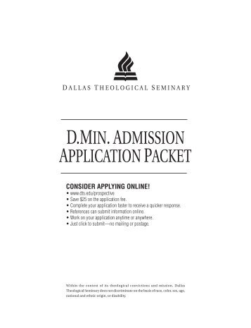 Full DMin Application - Dallas Theological Seminary