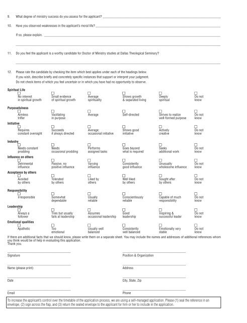 Full DMin Application - Dallas Theological Seminary