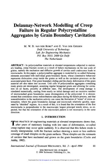 Delaunay-Network Modelling of Creep Failure in Regular ...