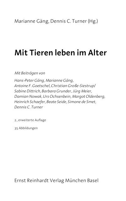 Mit Tieren leben im Alter - Ernst Reinhardt Verlag