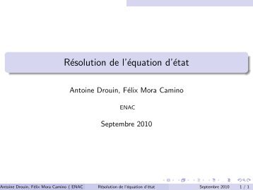 Résolution de l'équation d'état - La Recherche - ENAC