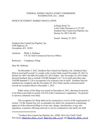 FERC Letter Order issued January 23, 2013 - NAESB 2.0