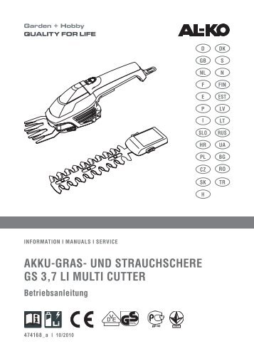 AKKU-GrAs- Und strAUchschere Gs 3,7 Li MULti cUtter