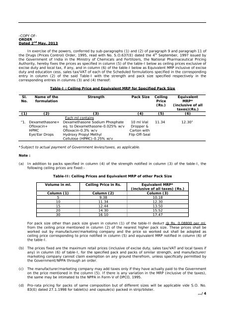 NPPA fixes/revises the prices in respect of / bulk drug and 42 ...