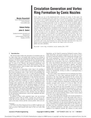 Circulation Generation and Vortex Ring Formation by Conic Nozzles