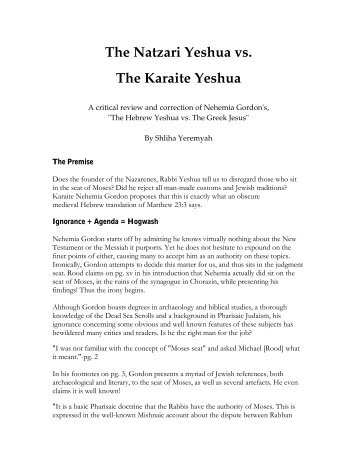 The Natzari Yeshua Vs. The Kairite Yeshua