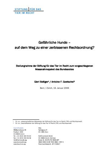 Gieri Bolliger/Antoine F. Goetschel - Stiftung für das Tier im Recht
