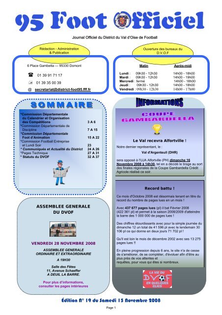 1Ã¨re page journal 95 FOOT nÂ°19 - Footeo