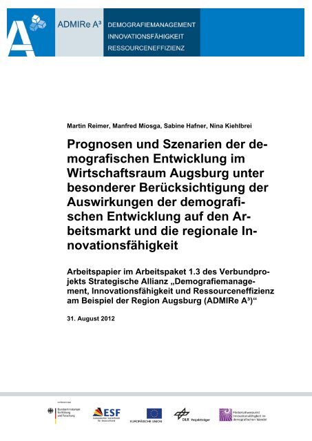 Prognosen und Szenarien der demografischen Entwicklung - Admire