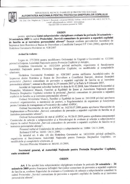 lista subproiecte castigatoare 24 oct - 24 nov 09 - Directia Protectia ...