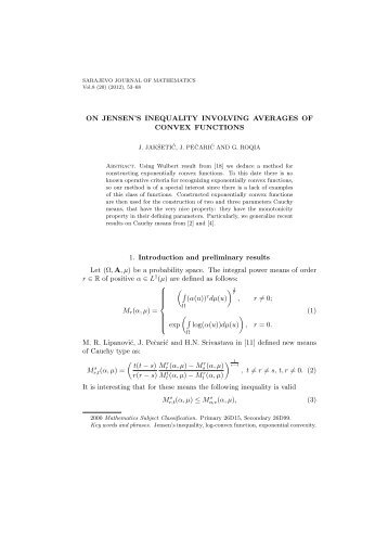 ON JENSEN'S INEQUALITY INVOLVING AVERAGES OF ... - anubih