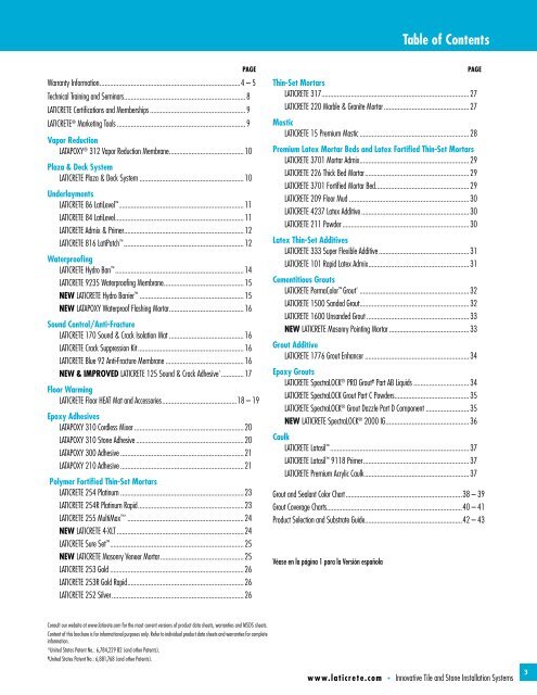 Laticrete Pointing Mortar Color Chart