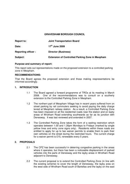 Extension of Controlled Parking Zone in Meopham PDF 26 KB