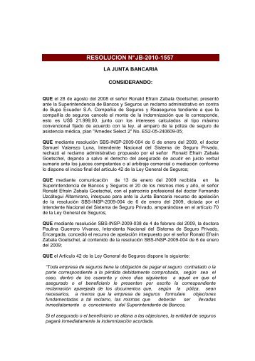 JB-2010-1557 - Superintendencia de Bancos y Seguros del Ecuador