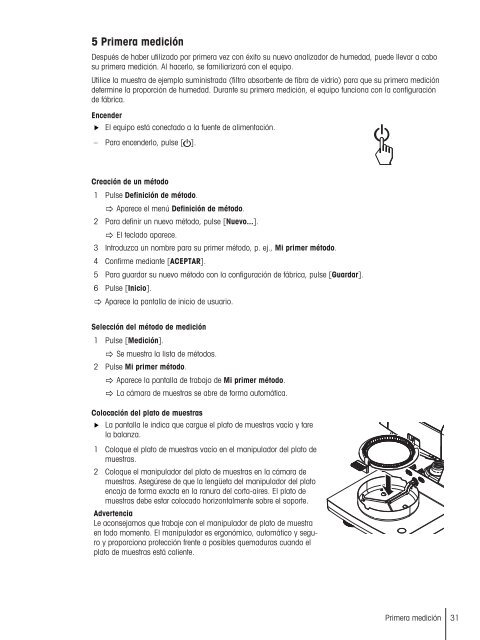 Instrucciones de manejo Analizador de humedad Excellence Plus ...