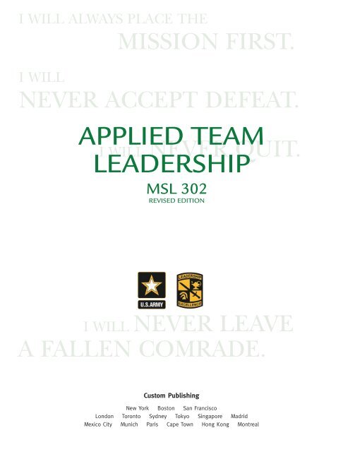 APPLIED TEAM LEADERSHIP - UNC Charlotte Army ROTC