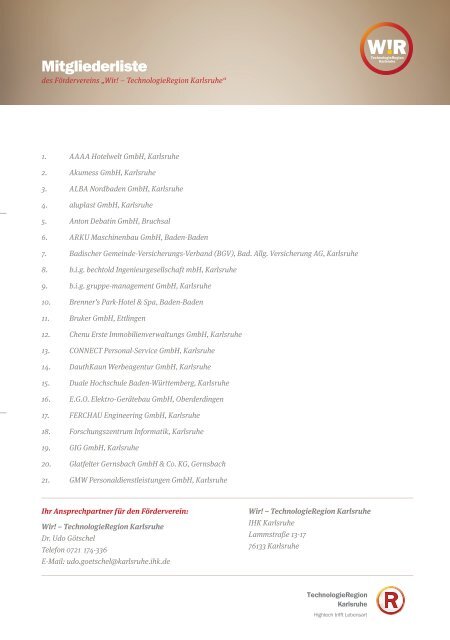 Mitgliederverzeichnis - TechnologieRegion Karlsruhe
